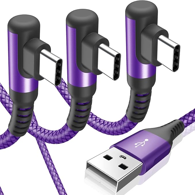 sweguard USB C Cable Right Angle, USB Type C iPhone 16 Charger Cable Nylon