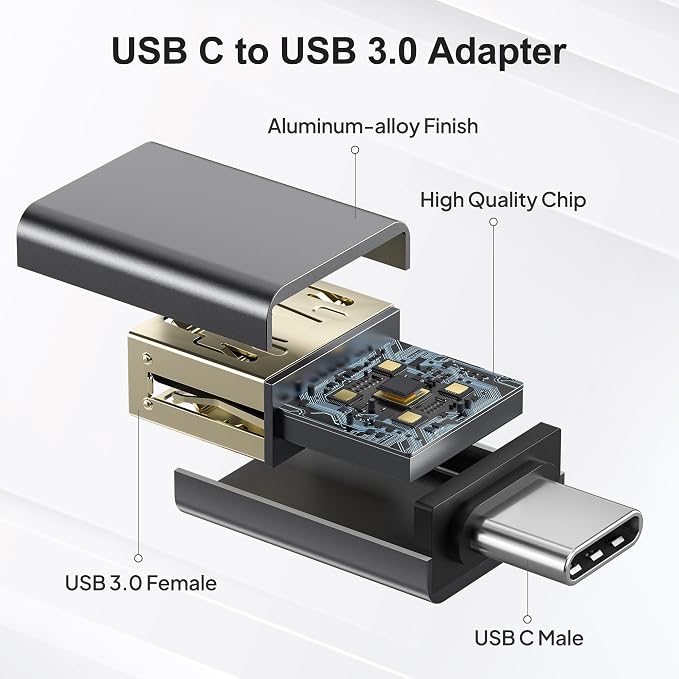 Elebase USB C to USB Adapter 4Pack, USBC Male to USB 3.0 Female MacBook Pro Air