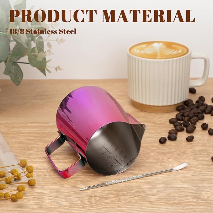 Amrules Milk Frothing Pitcher, 12 oz Milk Frother Cup