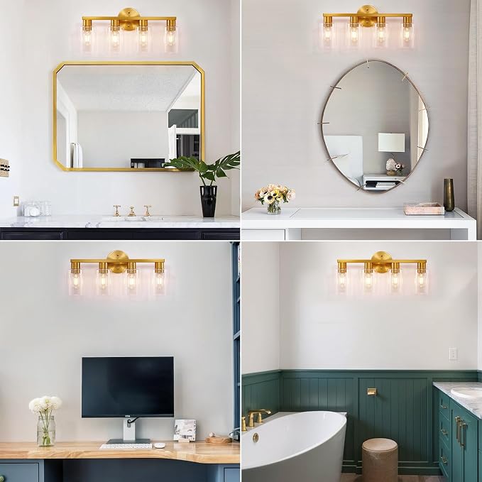 4 Light Gold Bathroom Vanity Light