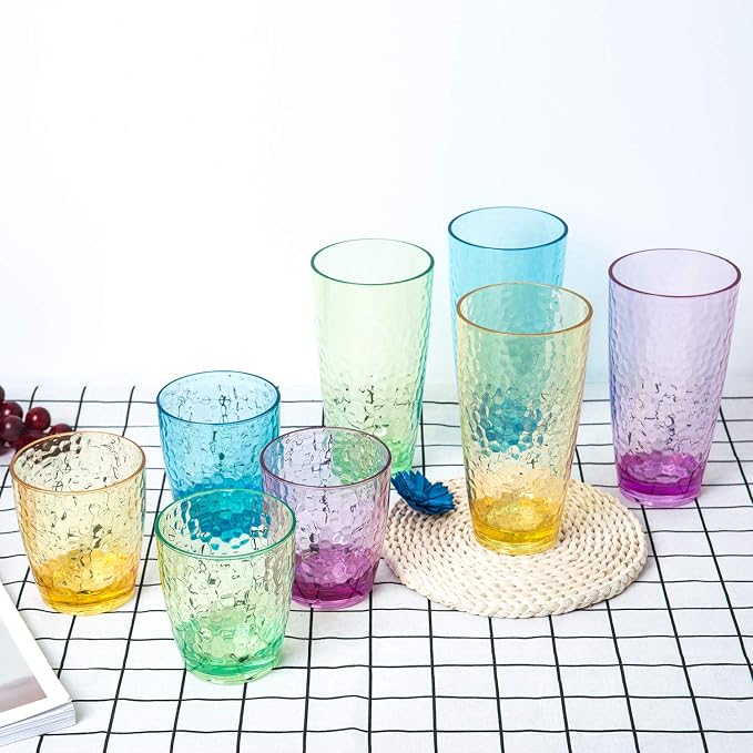 KOXIN-KARLU Hammered 15-ounce and 26-ounce Plastic Tumbler Acrylic Glasses