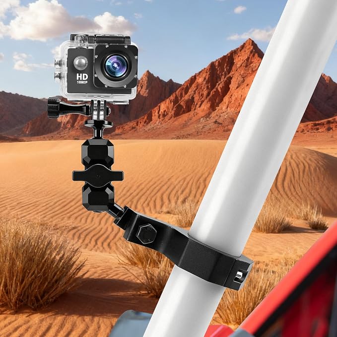 Jerbor Aluminum UTV ATV Camera Mount Holder 360° Compatible