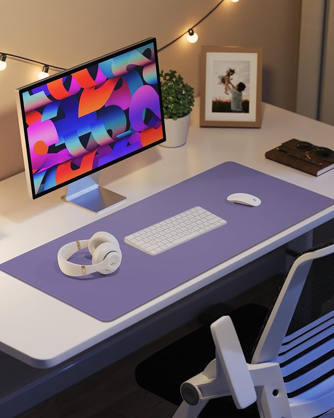Leather Desk Pad Protector, Office Desk Mat, Non-Slip PU Leather Desk Blotter