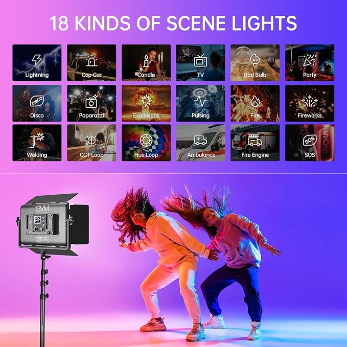GVM 1300D RGB LED Video Light, 65W Video Lighting Kit