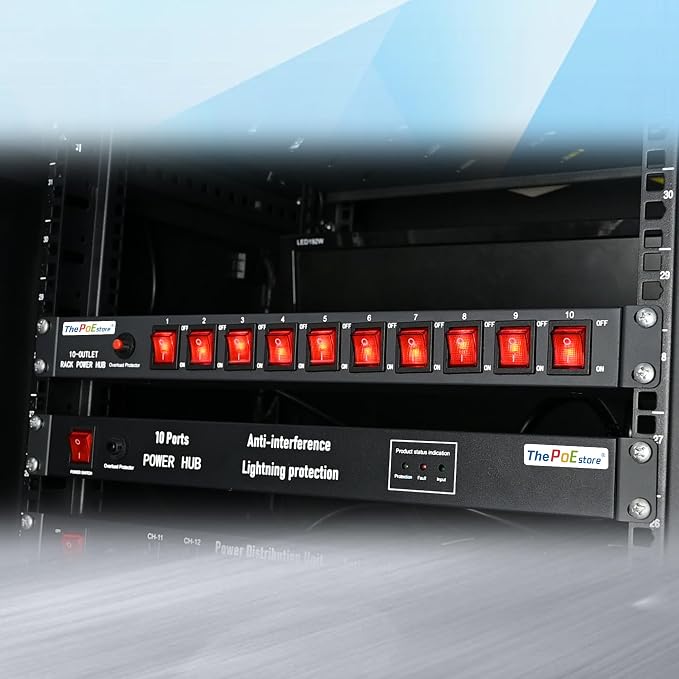 10 Outlets Horizontal 1U PDU Rackmount Power Strip