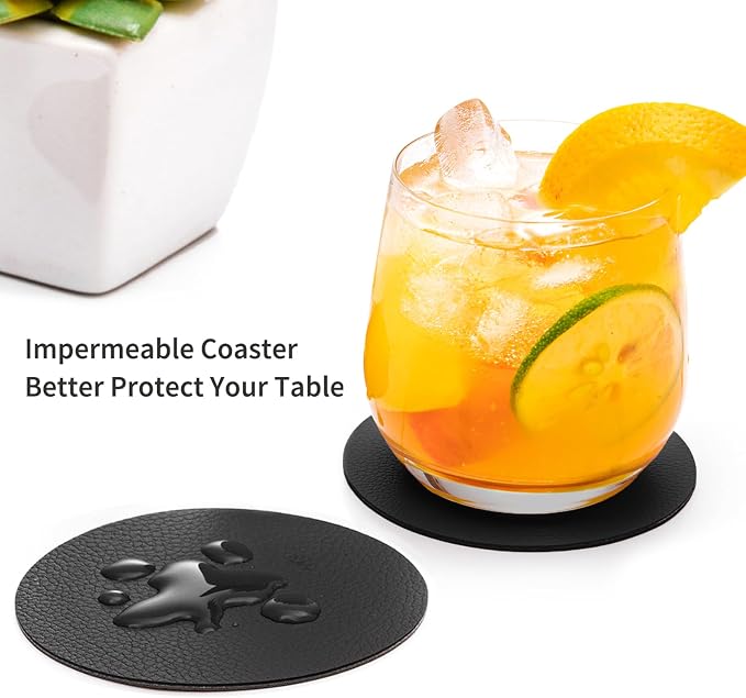 Faux Leather Drink Coasters