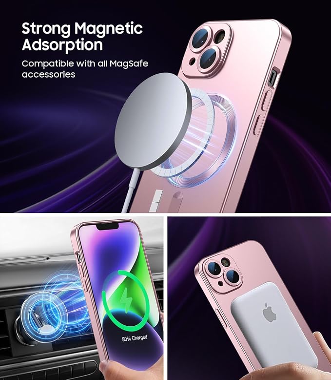 Magnetic for iPhone 15 Case Slim Soft Silicone Bumper Shockproof Metallic Shine