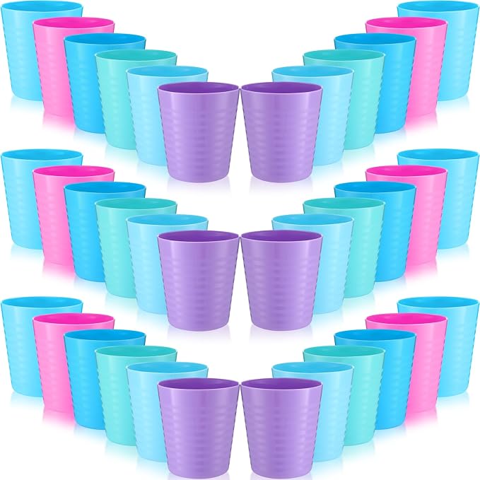 Eccliy 36 Pcs Kids Cups Bulk, 8 oz Plastic Toddler Drinking Cups Unbreakable