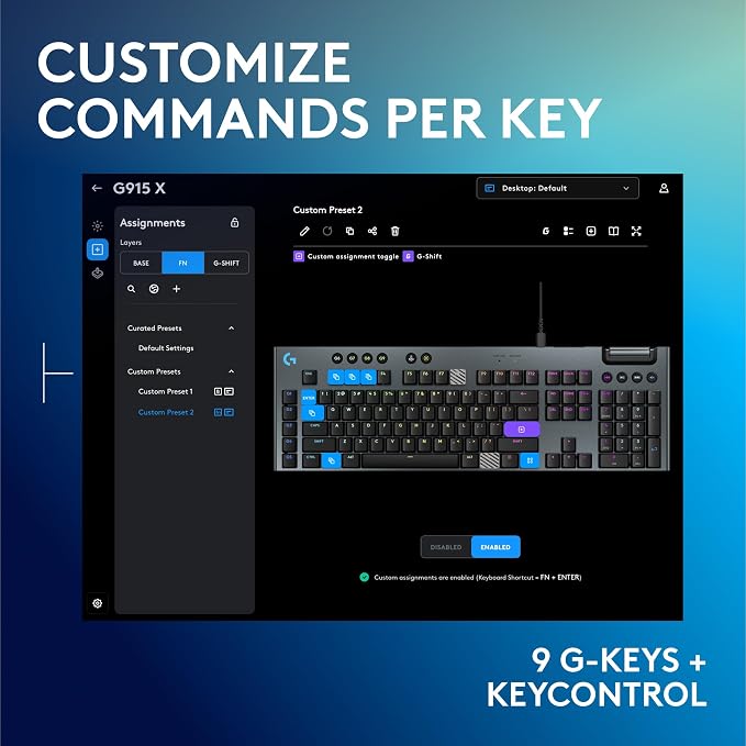 Logitech G915 X Wired Mechanical Gaming Keyboard, Double-Shot PBT Keycaps