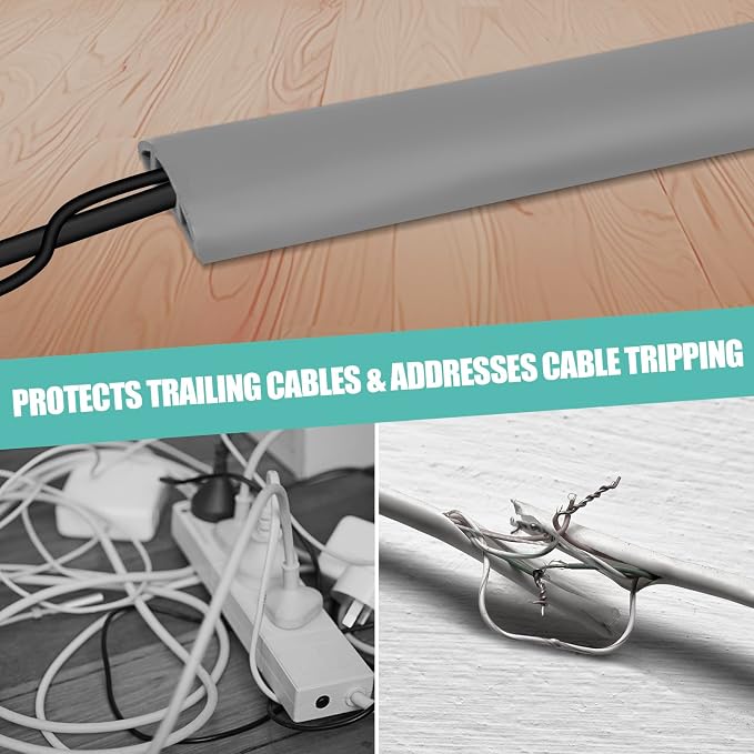 Floor Cord Cover Self Adhesive Cord Hider, 10FT Cable Management, Extension
