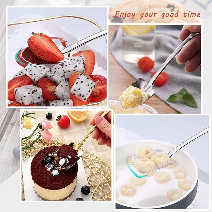 10Pcs Shovel Spoons Stainless Steel Spoon Reusable Dessert Spoons