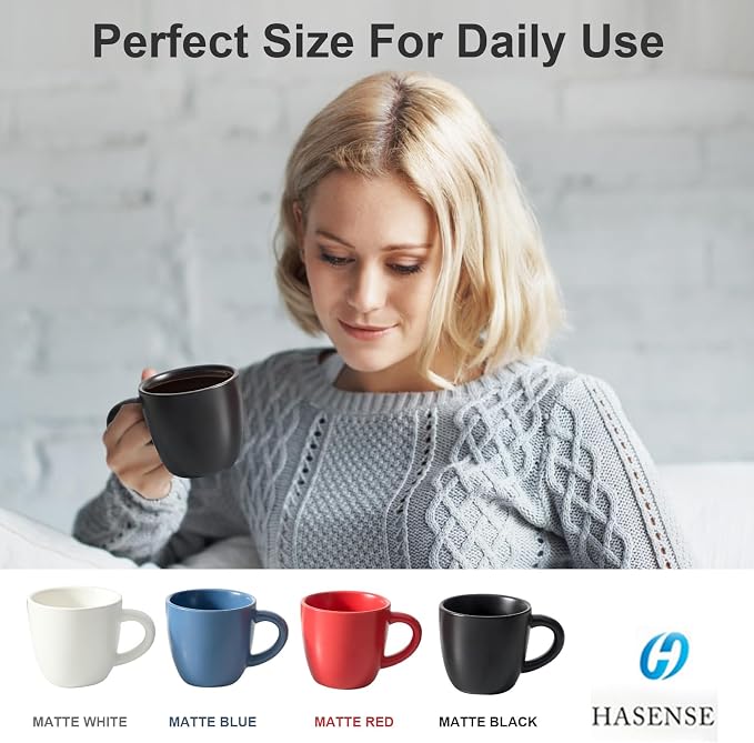 HASENSE 7OZ Espresso Cups, Ceramic Cappuccino Cups Set of 4