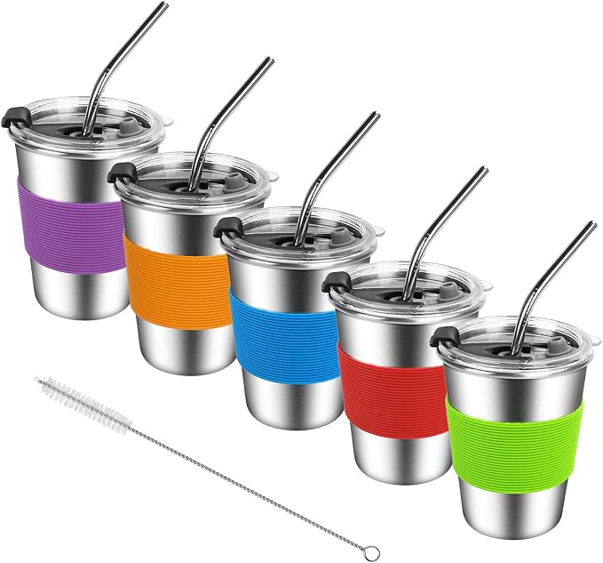 ShineMe Kids Stainless Steel Cups, Kids Metal Drinking Glasses