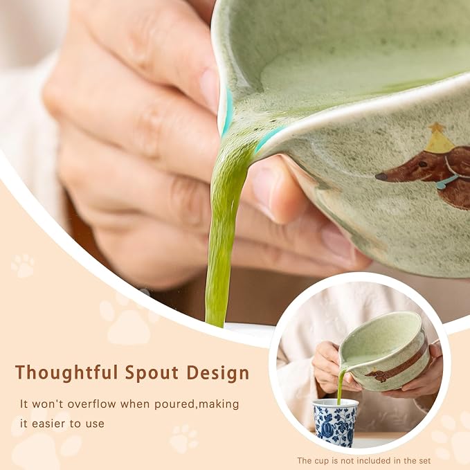 Matcha Set with Dog Pattern, 17 OZ Matcha Bowl, Matcha Kit