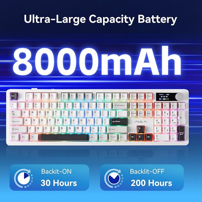 AULA F106PRO Wireless Keyboard, Full Size Mechanical Keyboard