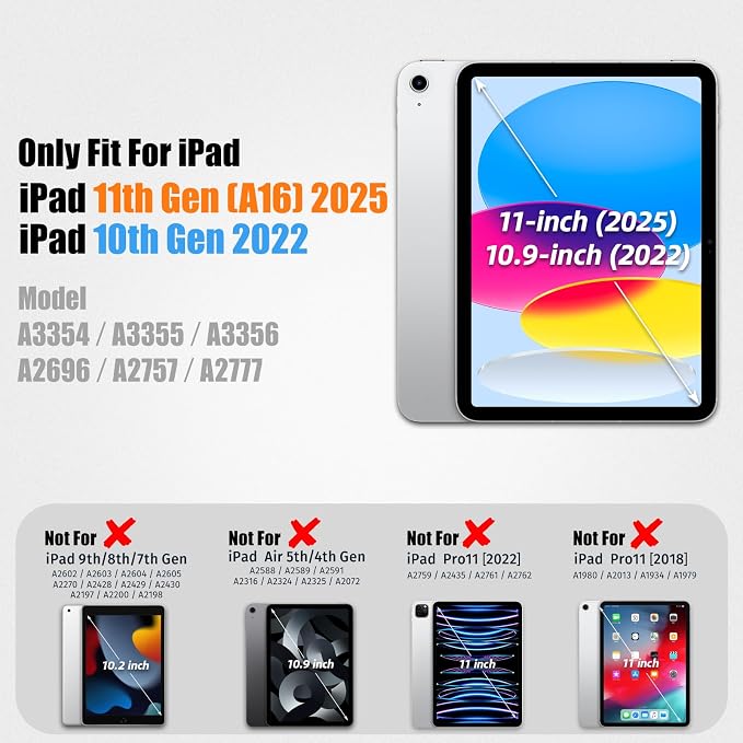 SEYMAC stock Case for iPad 11th/10th Generation 11''/10.9'' 2025/2022,
