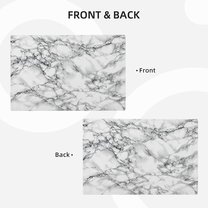 Fiokroo Black and White Marble Placemats Set of 4 Table Mats Table Tableware
