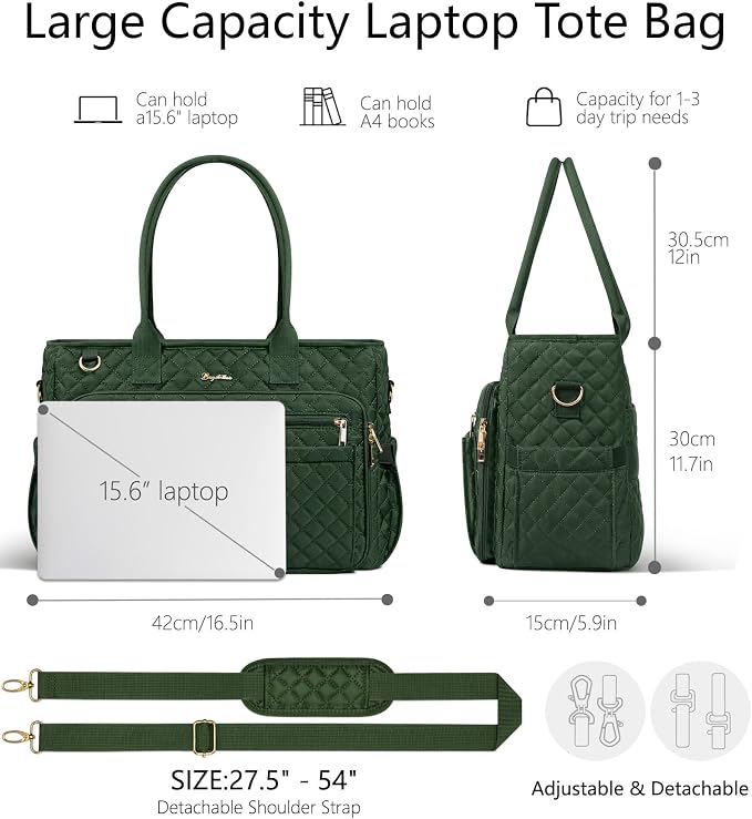 Bagstellar Teacher Tote Bag for Women, 15.6" Laptop Work Tote Computer Bag |