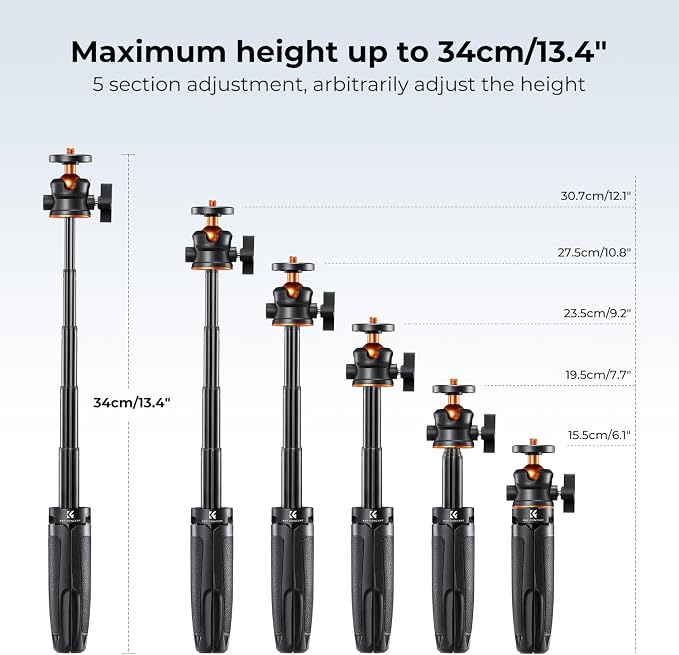 K&F Concept Selfie Stick Tripod, 360 Degree Rotation Mini Phone Stand