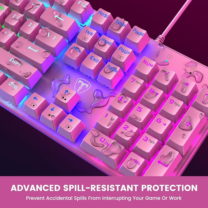 RisoPhy Mechanical Gaming Keyboard, RGB 104-Key Ultra-Slim Backlit USB Wired