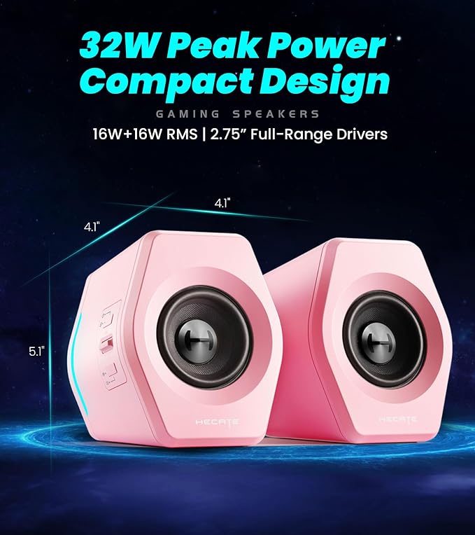 Edifier Hecate RGB Gaming Speakers, 32W Peak Power, Game/Movie/Music Modes
