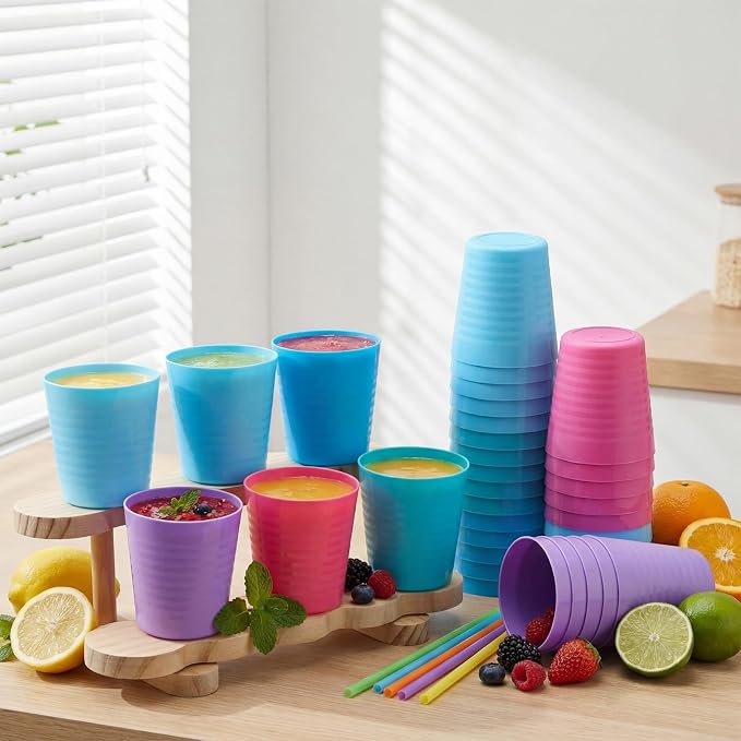 Eccliy 36 Pcs Kids Cups Bulk, 8 oz Plastic Toddler Drinking Cups Unbreakable