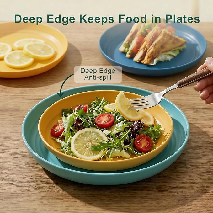 Wheat Straw Dinnerware Sets 40 Piece, Kitchen Plates and Bowls Set, Unbreakable