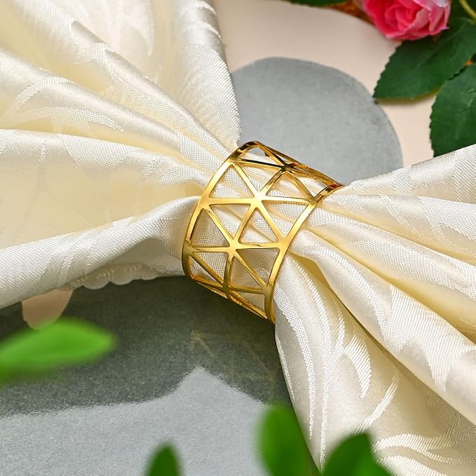14K Gold Napkin Rings Set of 12, Metal Napkins Rings Holder Buckles
