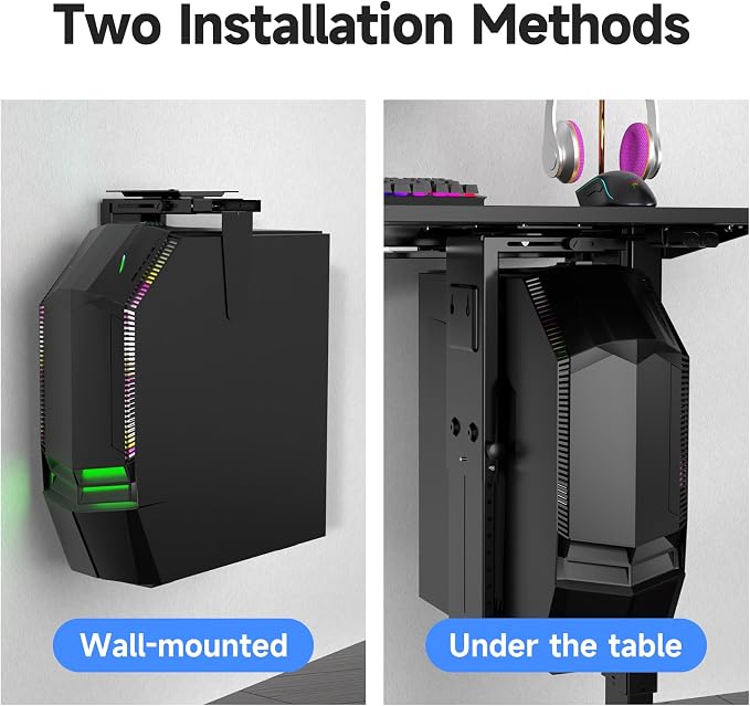 Suptek Adjustable Under Desk and Wall PC Mount, 3.74 to 8.26 inch Wide Computer