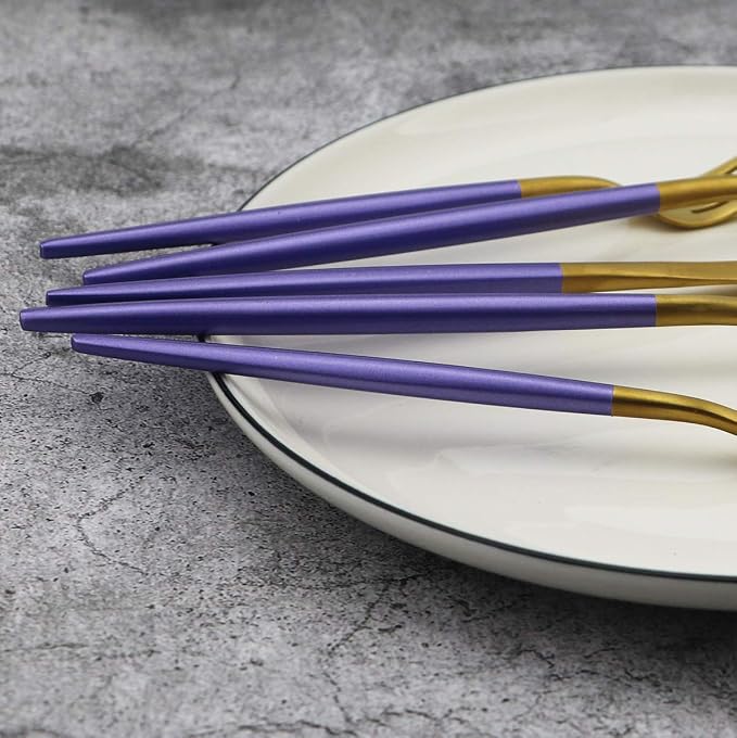 5-Piece Matte Gold Silverware Set, 18/10 Stainless Steel Satin Finish Flatware