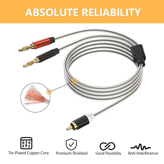 HOSONGIN RCA to Banana Plug Speaker Cable 3.3 Feet -2 Pack