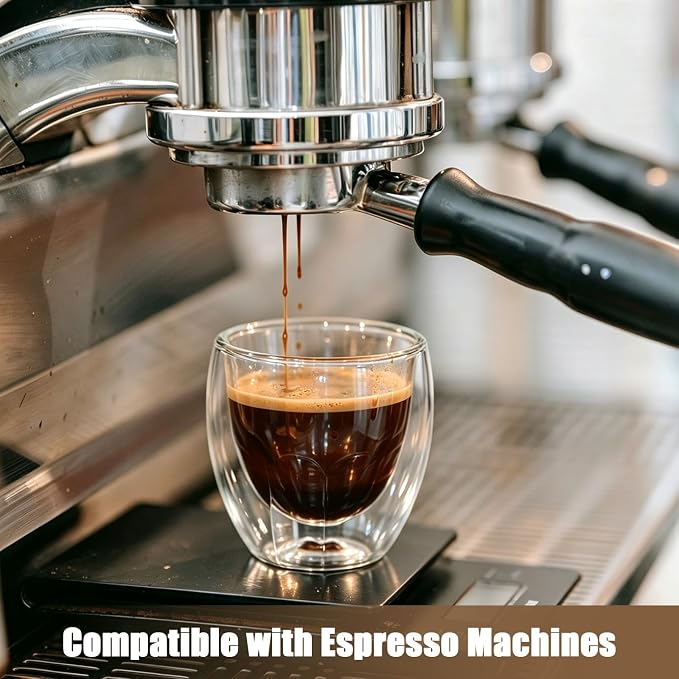 Retainbre Double Wall Glass Espresso Cups Set of 4, 5oz Espresso Shot Glass |
