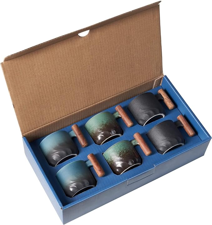 Ceramic Espresso Cups with Wooden Handle Espresso Shot Cups Ceramic Tea Cups