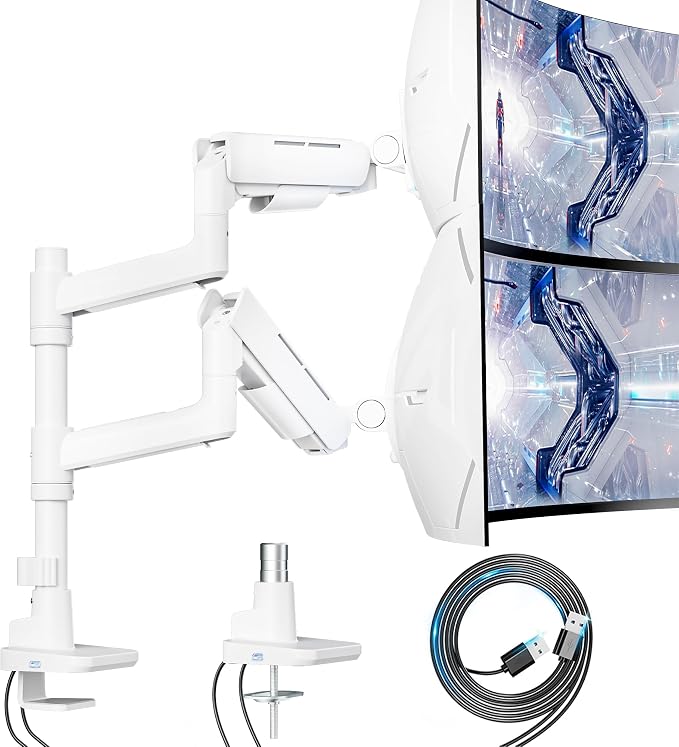 Vertical Dual Monitor Mount for 17-49 Inch Ultrawide Heavy Duty Curved Screen