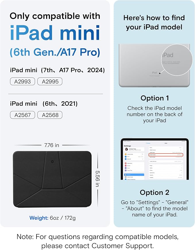 MOFT Dynamic Folio Case for iPad mini 7 A17 Pro, iPad mini 6, Silm Magnetic