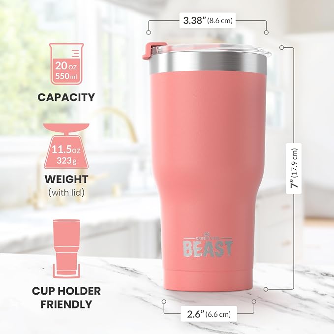 Beast 20 oz Tumbler Stainless Steel Vacuum Insulated Coffee Ice Cup Double Wall