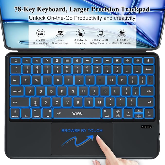 Keyboard Case for iPad Air 11 inch M3 M2&Pro 11, Magnetic Detachable iPad A16