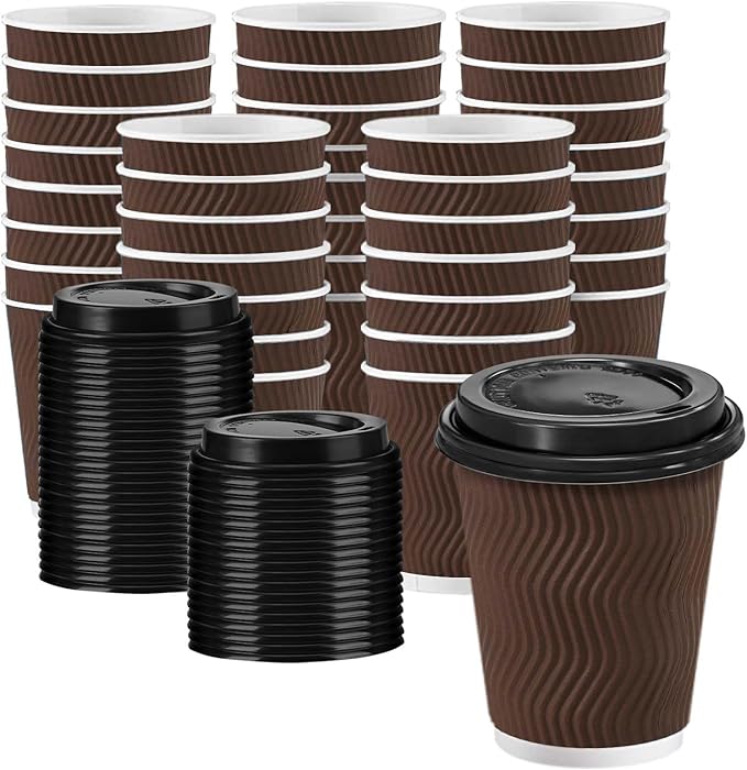 100Pack 8oz Disposable Coffee Cups