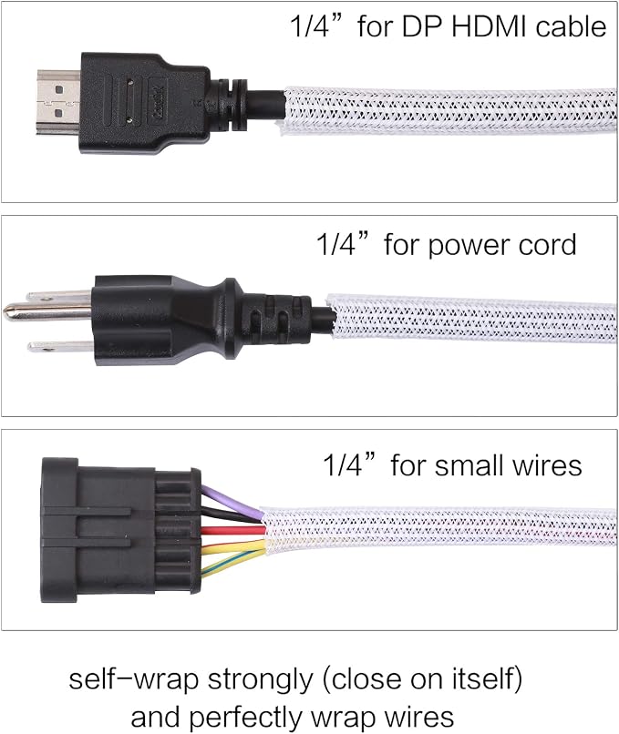 Alex Tech 10ft - 1/4 inch Cord Protector Wire Loom Tubing Cable Sleeve Split