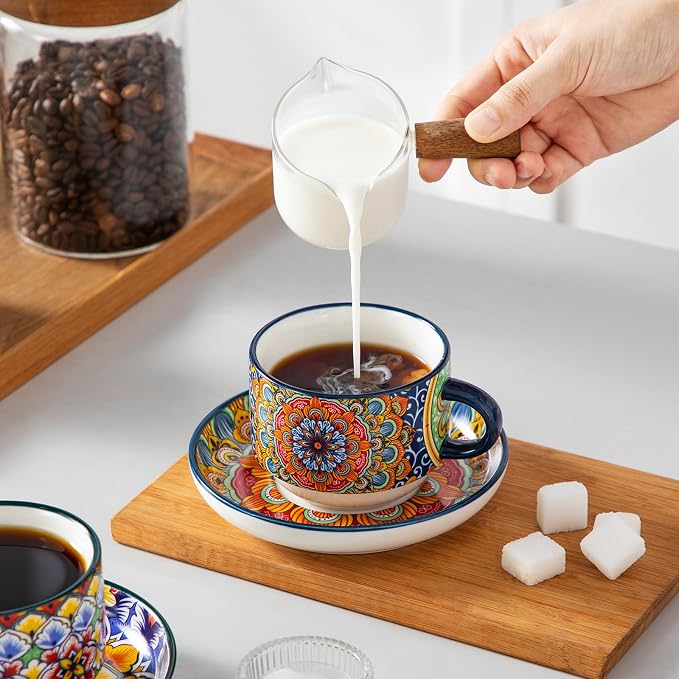vancasso 8 Oz Espresso Cup Set of 4, Bohemian Ceramic