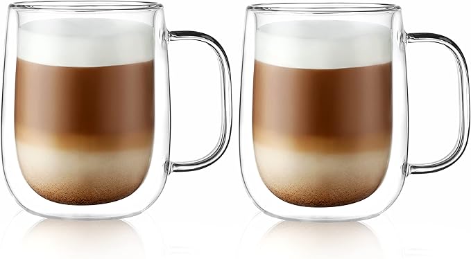 CNGLASS Large Double Wall Glass Coffee Mug 15.2oz