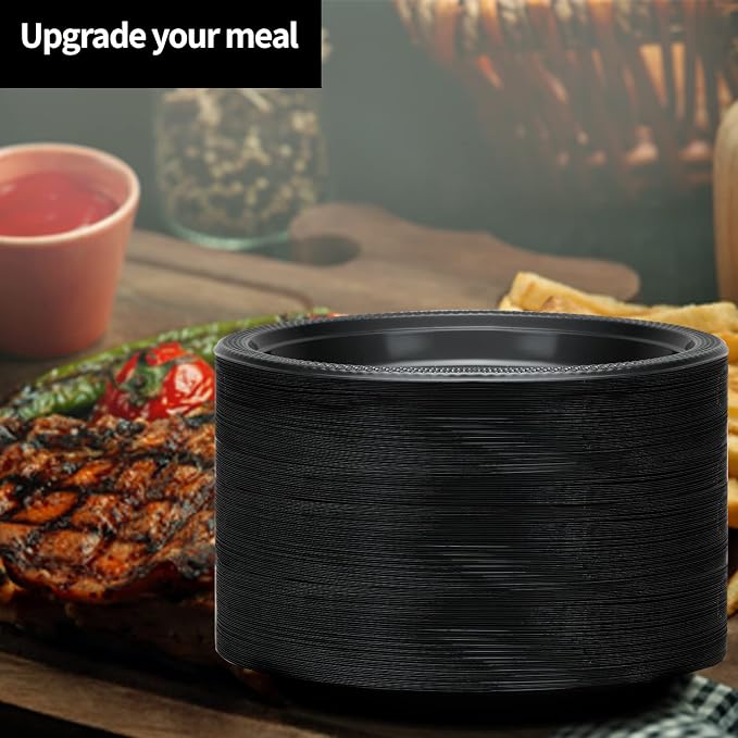 Black Plastic Plates 9 Inch