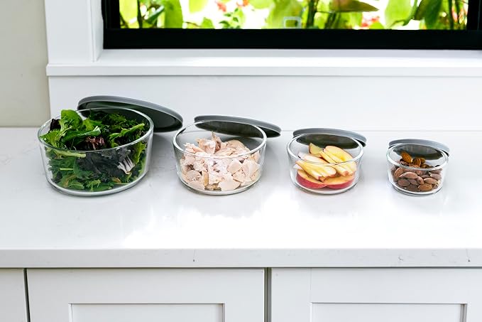 16-Piece Glass Food Storage Containers Set | Round, Microwave & Dishwasher Safe
