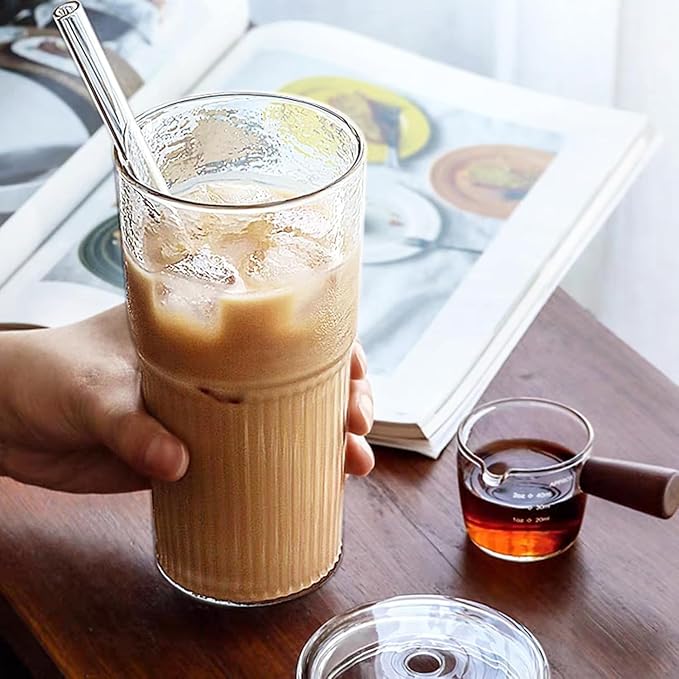 JunVpic Glass Coffee Tumbler, 20 oz Glass Cup