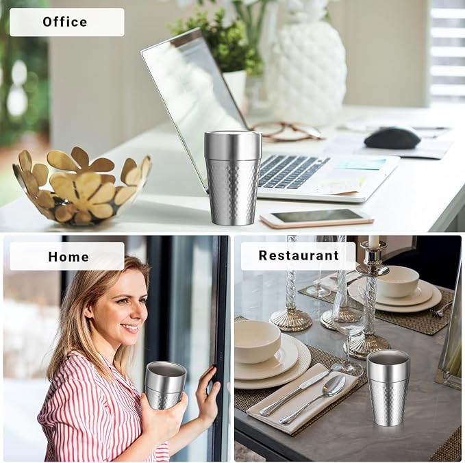 Stainless Steel Double Wall Cup, 16 oz Insulated Tumbler, 4 Pack Unbreakable