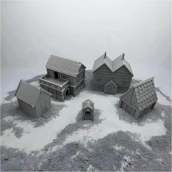 Paintable Tabletop Miniature Little Town Building Terrains Compatible - 18mm