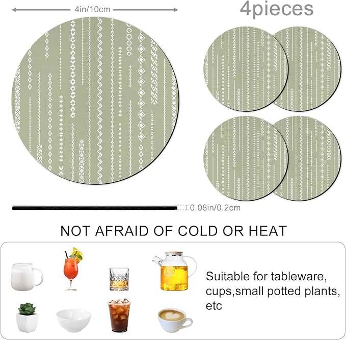 Sage Green Coasters Set of 4 Absorbent Coasters
