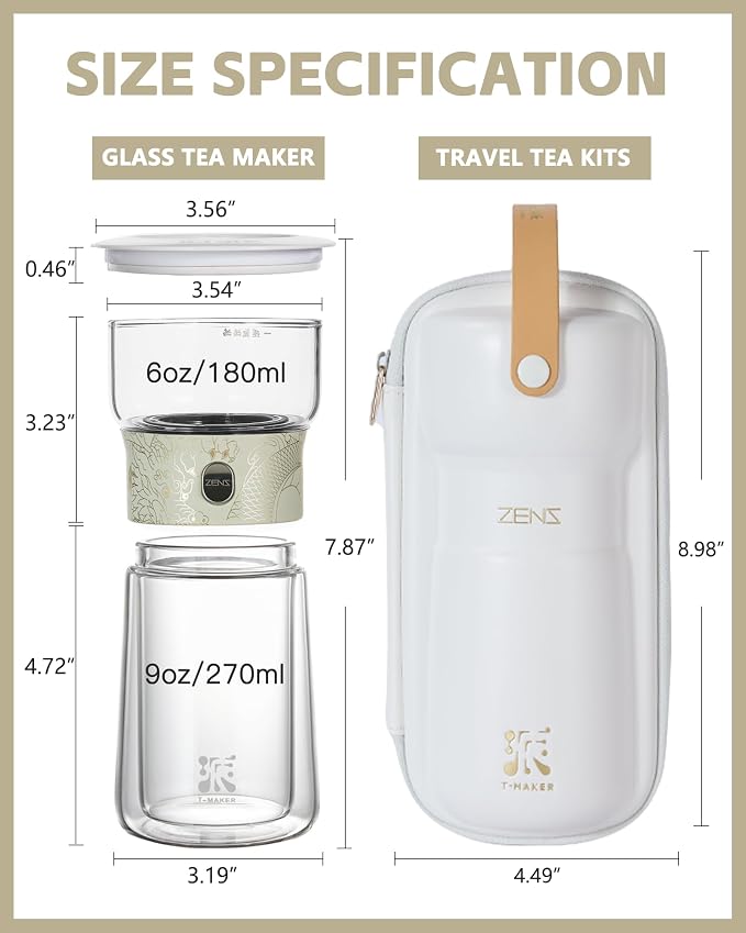 ZENS Glass Tea Infuser Pot, Modern One Touch Tea Maker