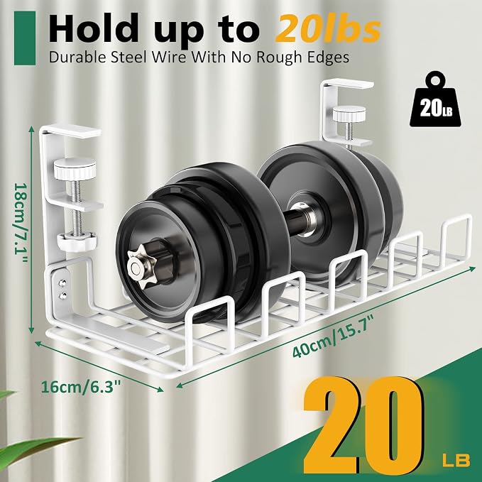 Under Desk Cable Management Tray, L 15.7''W 6.3'' No Drill Steel Desk Cable