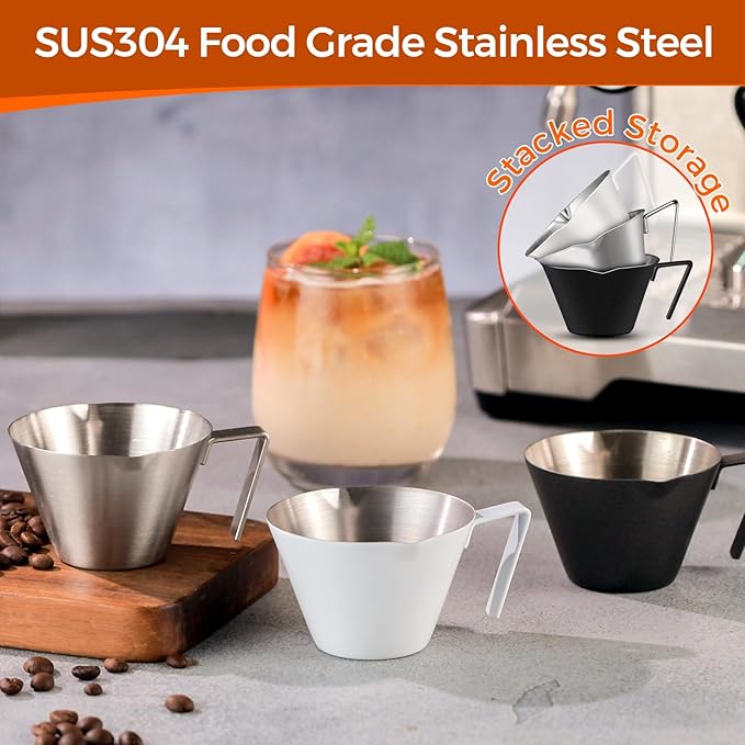 YARRAMATE Stainless Steel Espresso Shot Cup, 3.4oz | Heat Insulated Grip